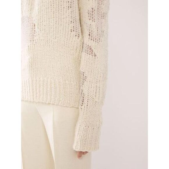 CHLOE Distressed Knit Sweater Women NUDE & NEUTRALS Sweaters & Knitwear - Picture 4 of 5